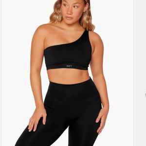 Set Active Sculptflex Ribbed One Shoulder Bra - Onyx